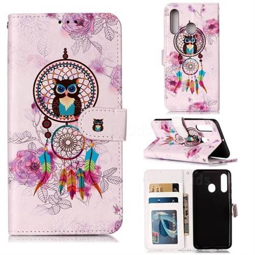 Wind Chimes Owl 3D Relief Oil PU Leather Wallet Case for Samsung Galaxy A60