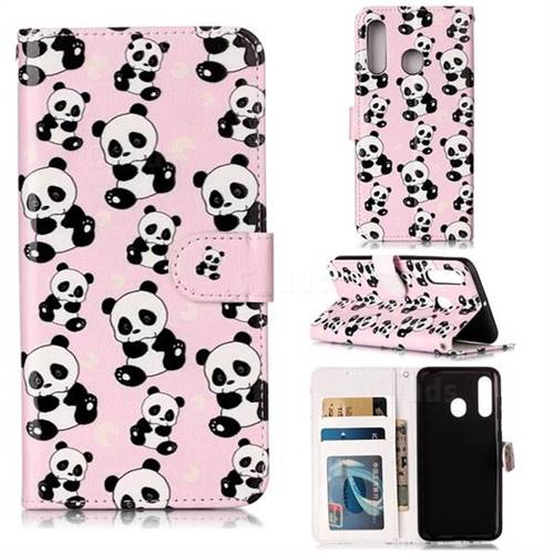 Cute Panda 3D Relief Oil PU Leather Wallet Case for Samsung Galaxy A60