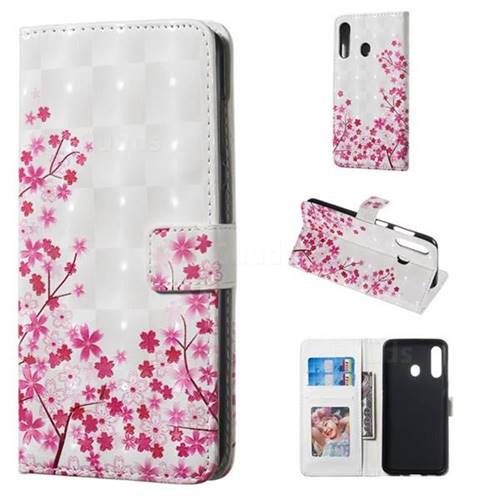 Cherry Blossom 3D Painted Leather Phone Wallet Case for Samsung Galaxy A60