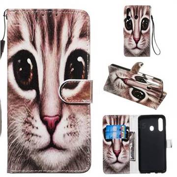 Coffe Cat Smooth Leather Phone Wallet Case for Samsung Galaxy A60