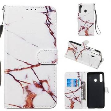 Platinum Marble Smooth Leather Phone Wallet Case for Samsung Galaxy A60