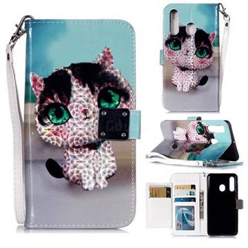 Cute Cat 3D Shiny Dazzle Smooth PU Leather Wallet Case for Samsung Galaxy A60