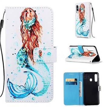 Mermaid Matte Leather Wallet Phone Case for Samsung Galaxy A60