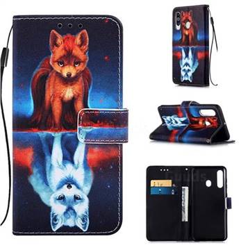 Water Fox Matte Leather Wallet Phone Case for Samsung Galaxy A60