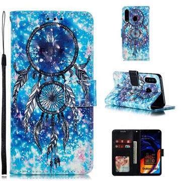 Blue Wind Chime 3D Painted Leather Phone Wallet Case for Samsung Galaxy A60