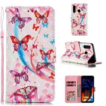 Ribbon Flying Butterfly 3D Painted Leather Phone Wallet Case for Samsung Galaxy A60