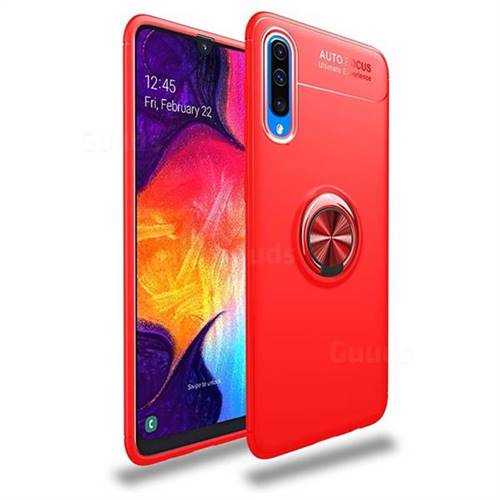 Auto Focus Invisible Ring Holder Soft Phone Case for Samsung Galaxy A70 - Red