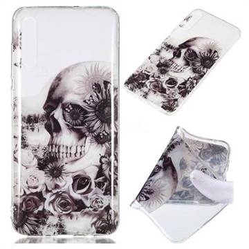 Black Flower Skull Super Clear Soft TPU Back Cover for Samsung Galaxy A70