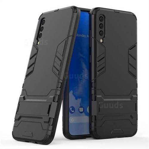 Armor Premium Tactical Grip Kickstand Shockproof Dual Layer Rugged Hard Cover for Samsung Galaxy A70 - Black