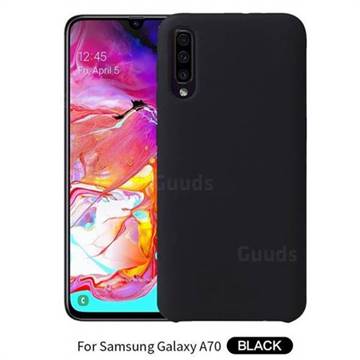 Howmak Slim Liquid Silicone Rubber Shockproof Phone Case Cover for Samsung Galaxy A70 - Black
