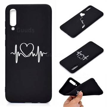 Heart Radio Wave Chalk Drawing Matte Black TPU Phone Cover for Samsung Galaxy A70