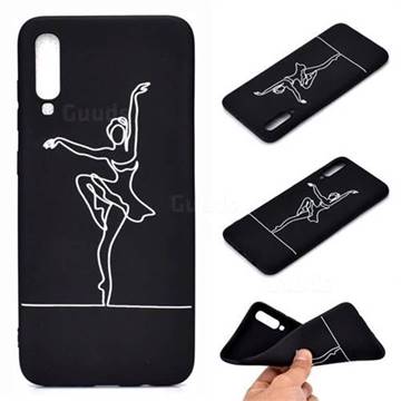 Dancer Chalk Drawing Matte Black TPU Phone Cover for Samsung Galaxy A70