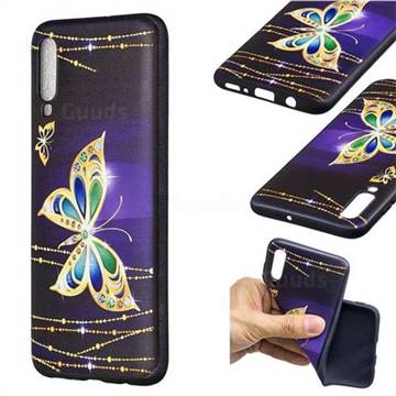 Golden Shining Butterfly 3D Embossed Relief Black Soft Back Cover for Samsung Galaxy A70