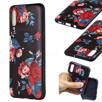 Safflower 3D Embossed Relief Black Soft Back Cover for Samsung Galaxy A70