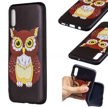 Big Owl 3D Embossed Relief Black Soft Back Cover for Samsung Galaxy A70