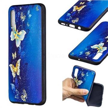 Golden Butterflies 3D Embossed Relief Black Soft Back Cover for Samsung Galaxy A70