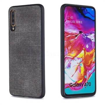 Canvas Cloth Coated Soft Phone Cover for Samsung Galaxy A70 - Dark Gray