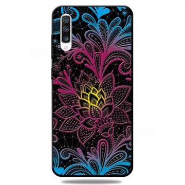 Colorful Lace 3D Embossed Relief Black TPU Cell Phone Back Cover for Samsung Galaxy A70