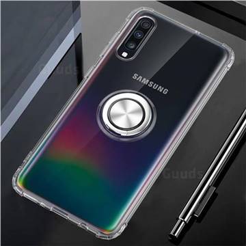 Anti-fall Invisible Press Bounce Ring Holder Phone Cover for Samsung Galaxy A70 - Transparent