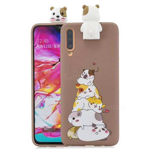 Hamster Family Soft 3D Climbing Doll Stand Soft Case for Samsung Galaxy A70