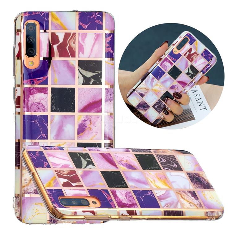 Square Puzzle Painted Marble Electroplating Protective Case for Samsung Galaxy A70