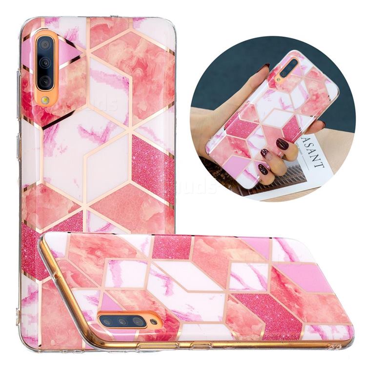 Cherry Glitter Painted Marble Electroplating Protective Case for Samsung Galaxy A70