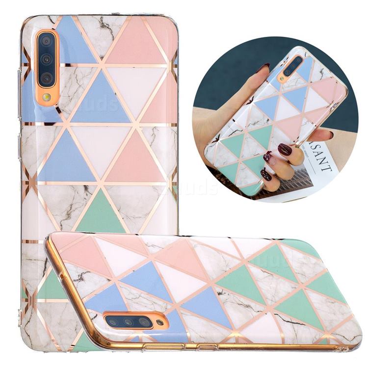 Fresh Triangle Painted Marble Electroplating Protective Case for Samsung Galaxy A70