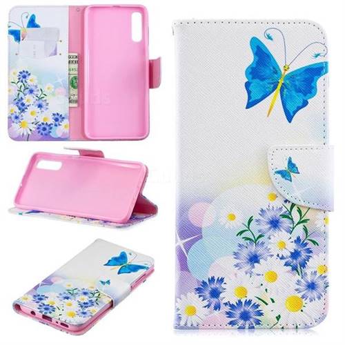 Butterflies Flowers Leather Wallet Case for Samsung Galaxy A70