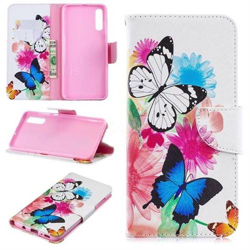 Vivid Flying Butterflies Leather Wallet Case for Samsung Galaxy A70