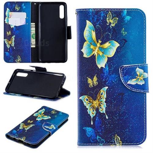 Golden Butterflies Leather Wallet Case for Samsung Galaxy A70