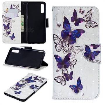 Flying Butterflies 3D Painted Leather Wallet Phone Case for Samsung Galaxy A70