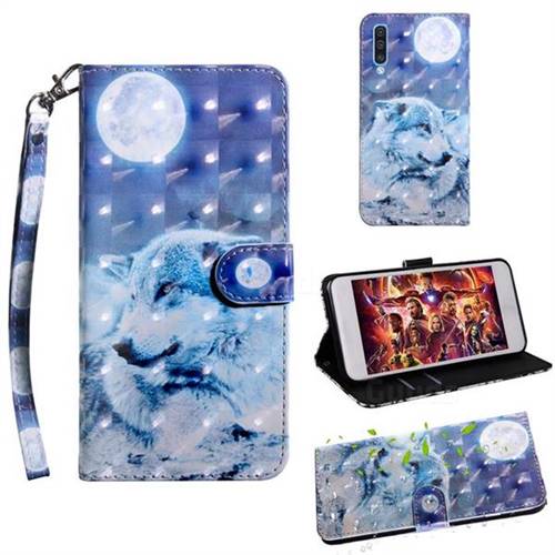 Moon Wolf 3D Painted Leather Wallet Case for Samsung Galaxy A70