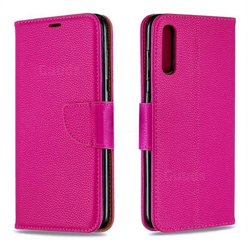 Classic Luxury Litchi Leather Phone Wallet Case for Samsung Galaxy A70 - Rose