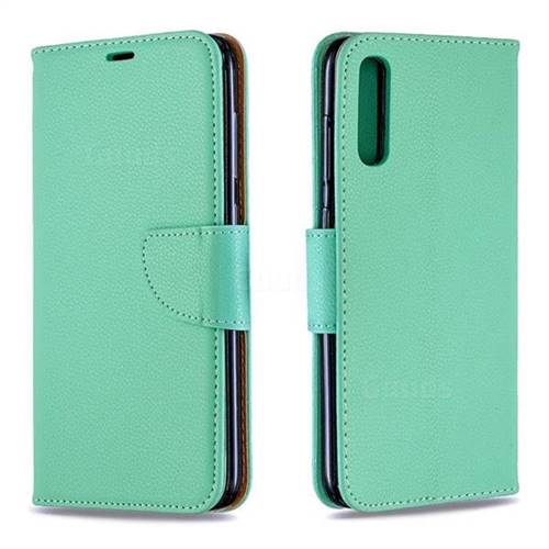Classic Luxury Litchi Leather Phone Wallet Case for Samsung Galaxy A70 - Green