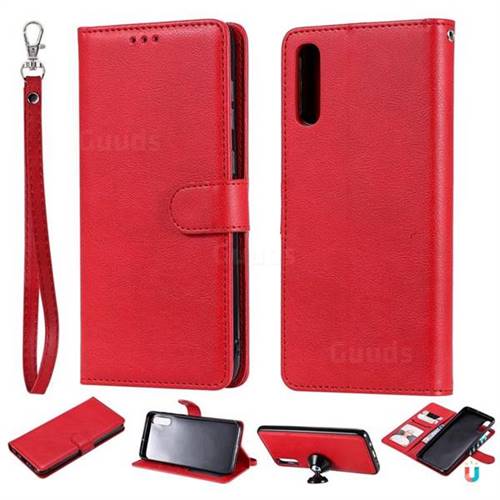 Retro Greek Detachable Magnetic PU Leather Wallet Phone Case for Samsung Galaxy A70 - Red