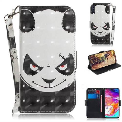 Angry Bear 3D Painted Leather Wallet Phone Case for Samsung Galaxy A70