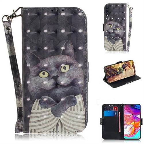 Cat Embrace 3D Painted Leather Wallet Phone Case for Samsung Galaxy A70