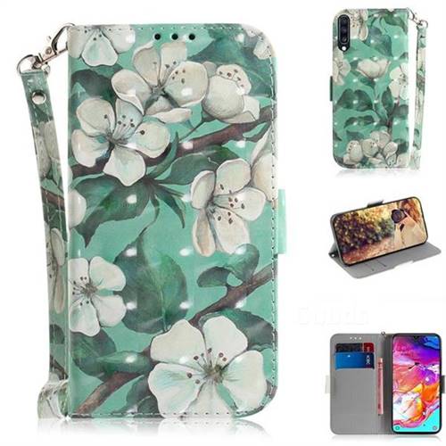 Watercolor Flower 3D Painted Leather Wallet Phone Case for Samsung Galaxy A70