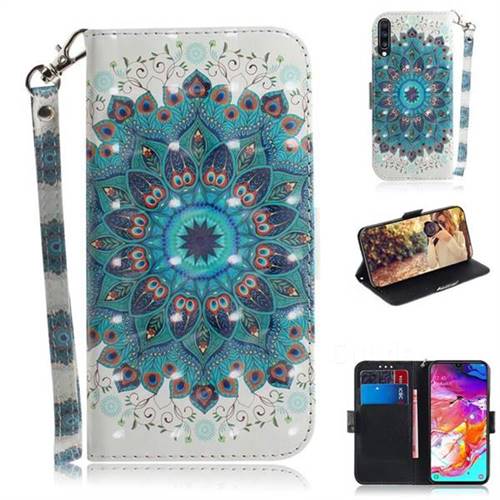 Peacock Mandala 3D Painted Leather Wallet Phone Case for Samsung Galaxy A70