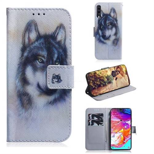 Snow Wolf PU Leather Wallet Case for Samsung Galaxy A70