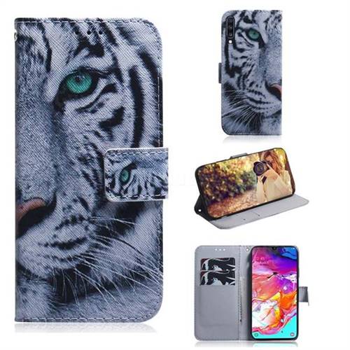 White Tiger PU Leather Wallet Case for Samsung Galaxy A70