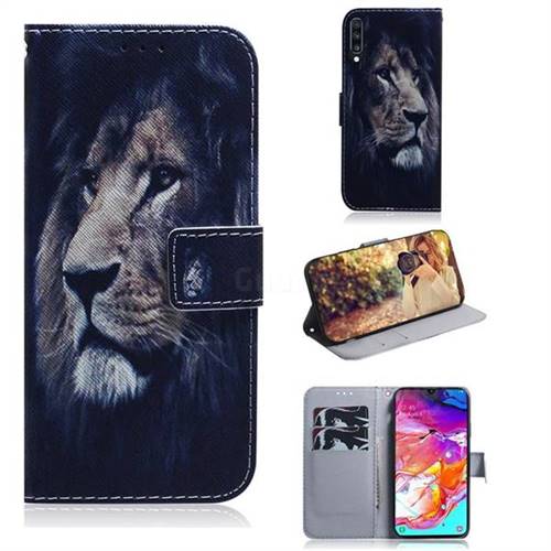 Lion Face PU Leather Wallet Case for Samsung Galaxy A70