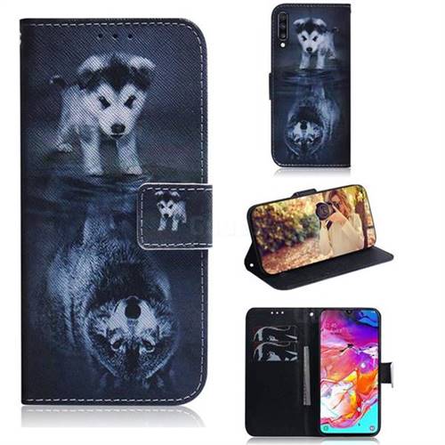 Wolf and Dog PU Leather Wallet Case for Samsung Galaxy A70