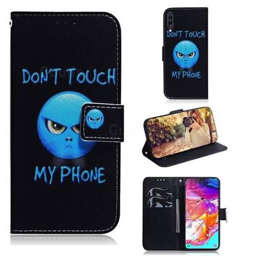 Not Touch My Phone PU Leather Wallet Case for Samsung Galaxy A70