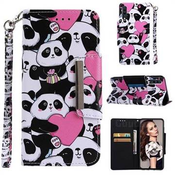 Heart Panda Big Metal Buckle PU Leather Wallet Phone Case for Samsung Galaxy A70