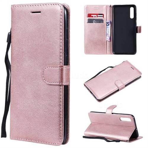 Retro Greek Classic Smooth PU Leather Wallet Phone Case for Samsung Galaxy A70 - Rose Gold