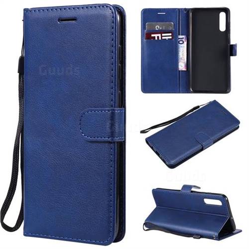 Retro Greek Classic Smooth PU Leather Wallet Phone Case for Samsung Galaxy A70 - Blue