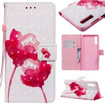 Red Rose 3D Painted Leather Wallet Case for Samsung Galaxy A70