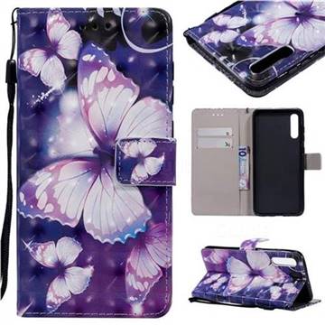 Violet butterfly 3D Painted Leather Wallet Case for Samsung Galaxy A70