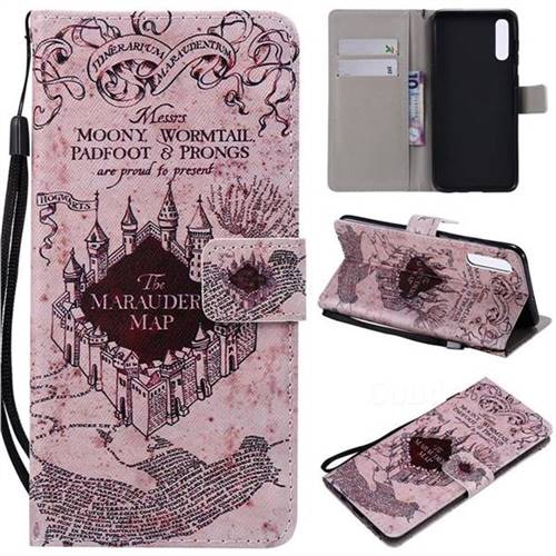Castle The Marauders Map PU Leather Wallet Case for Samsung Galaxy A70